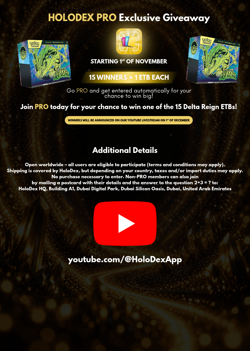HoloDex PRO Exclusive Giveaway poster. Full details follow for screen readers.